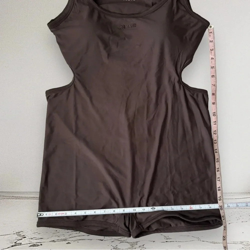 NEW REMMIE BY RILEY Coffee Reversible Romper ONE PIECE SWIMSUIT Size 4XL - Picture 9 of 11